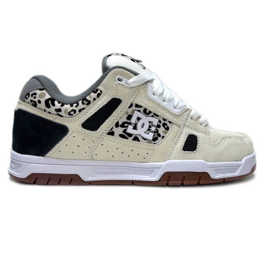 DC SHOES STAG OFF WHITE LEOPARD PRINT TRAINERS