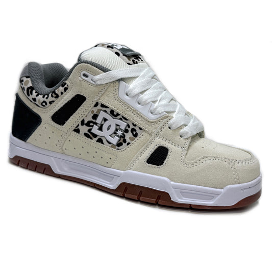 DC SHOES STAG OFF WHITE LEOPARD PRINT TRAINERS