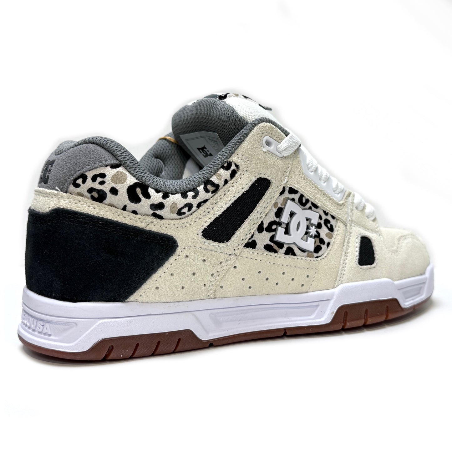 DC SHOES STAG OFF WHITE LEOPARD PRINT TRAINERS