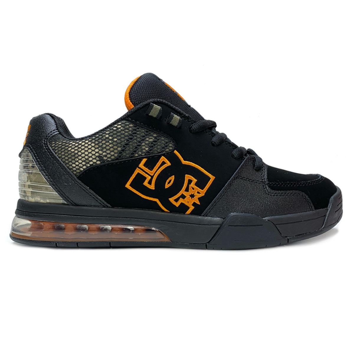 DC SHOES VERSATILE BLACK ARMY OLIVE & ORANGE TRAINERS (UK 9.5)