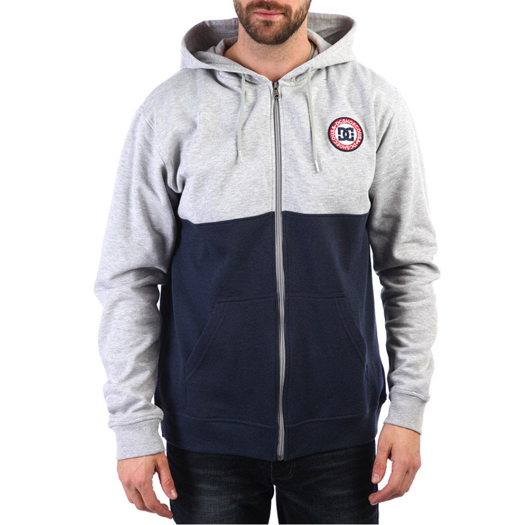 DC SHOES TOP BLOCK GREY & NAVY ZIPPER HOODIE