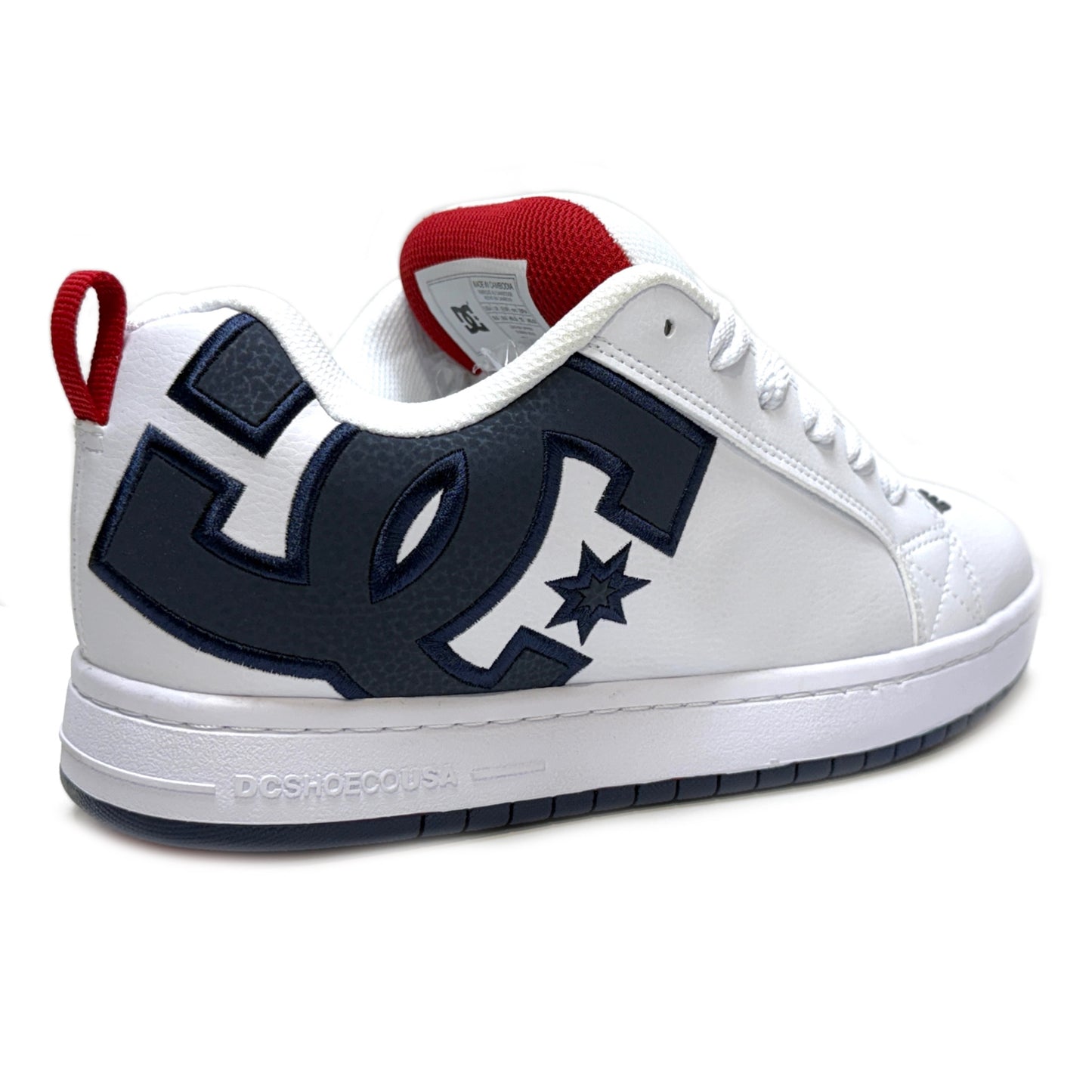 DC SHOES COURT GRAFFIK WHITE NAVY RED LEATHER TRAINERS