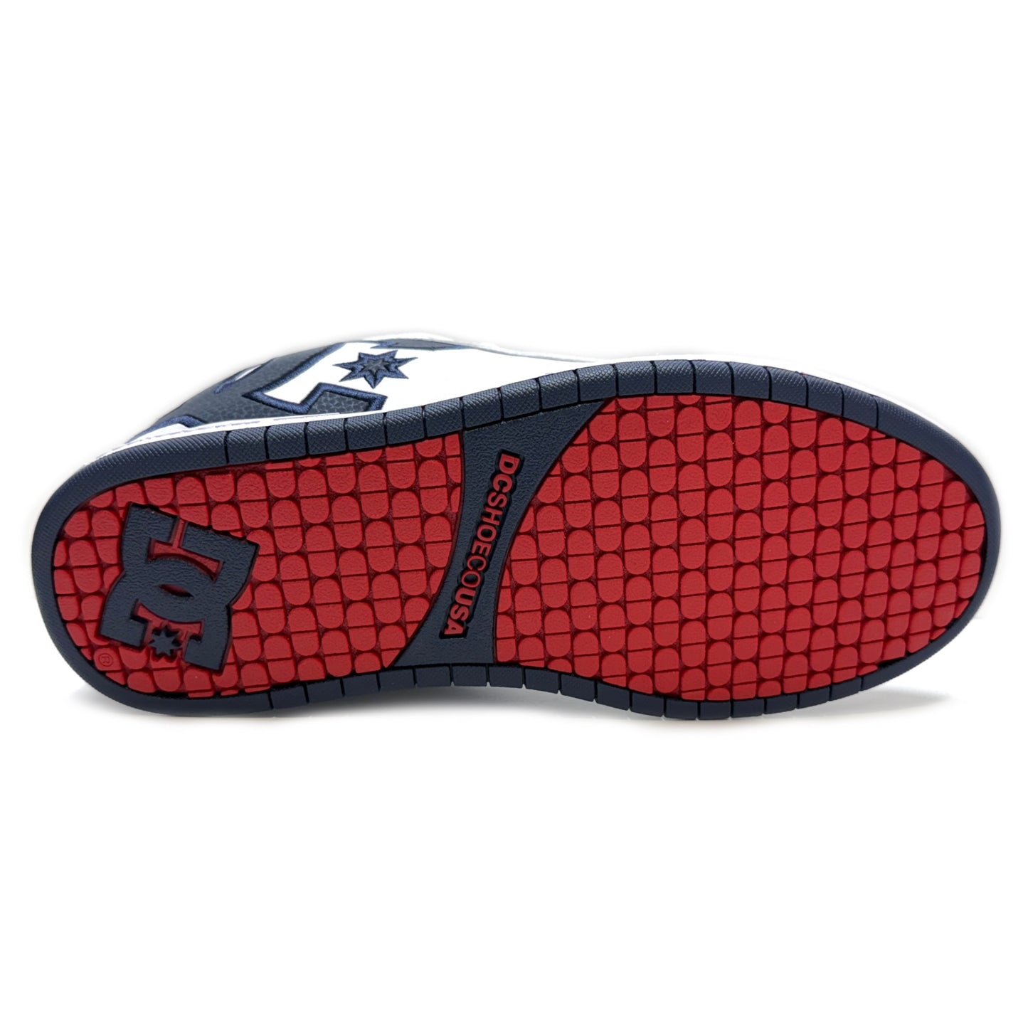 DC SHOES COURT GRAFFIK WHITE NAVY RED LEATHER TRAINERS