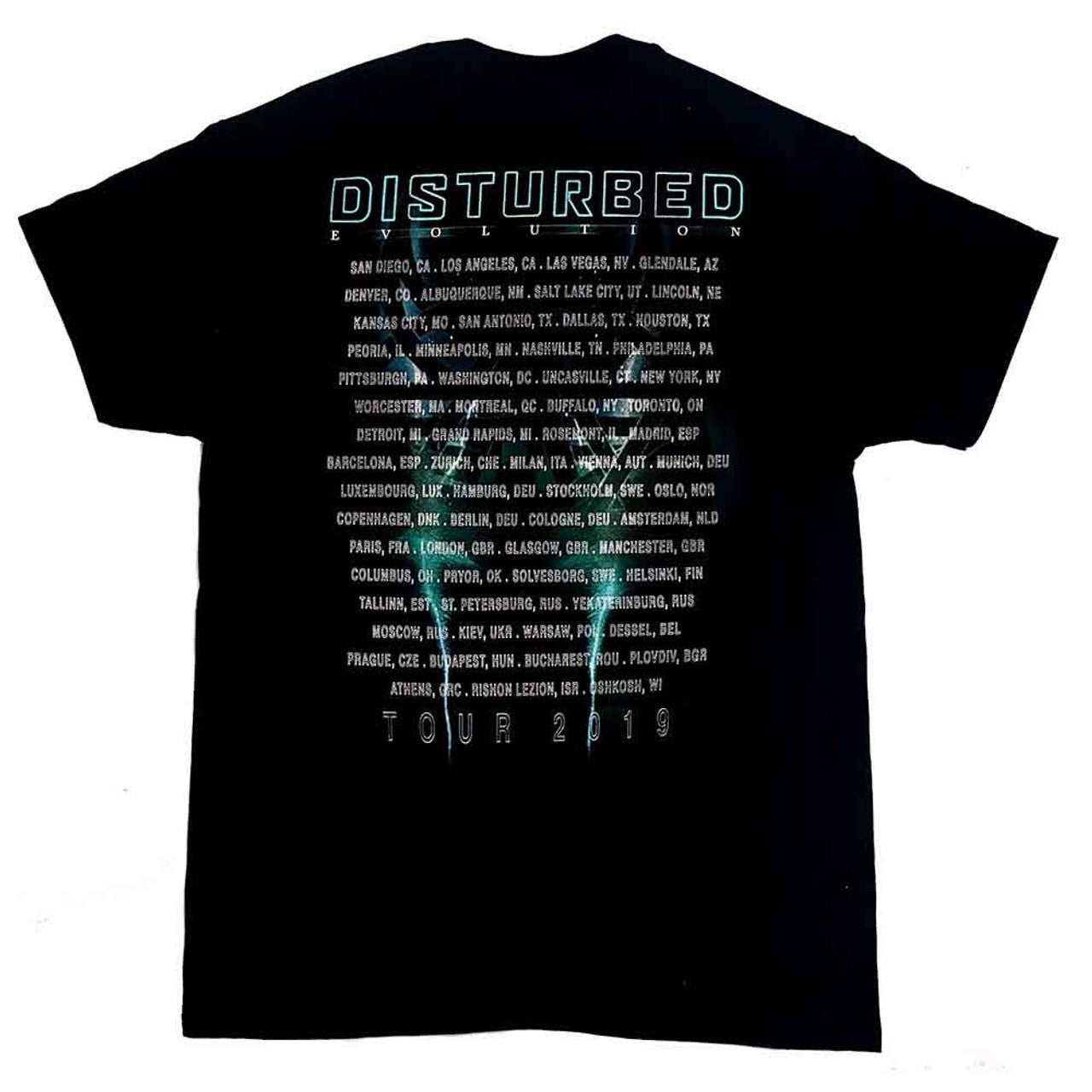Disturbed Unisex T-Shirt: Apocalypse Date back (Black) (Back Print & Ex-Tour)