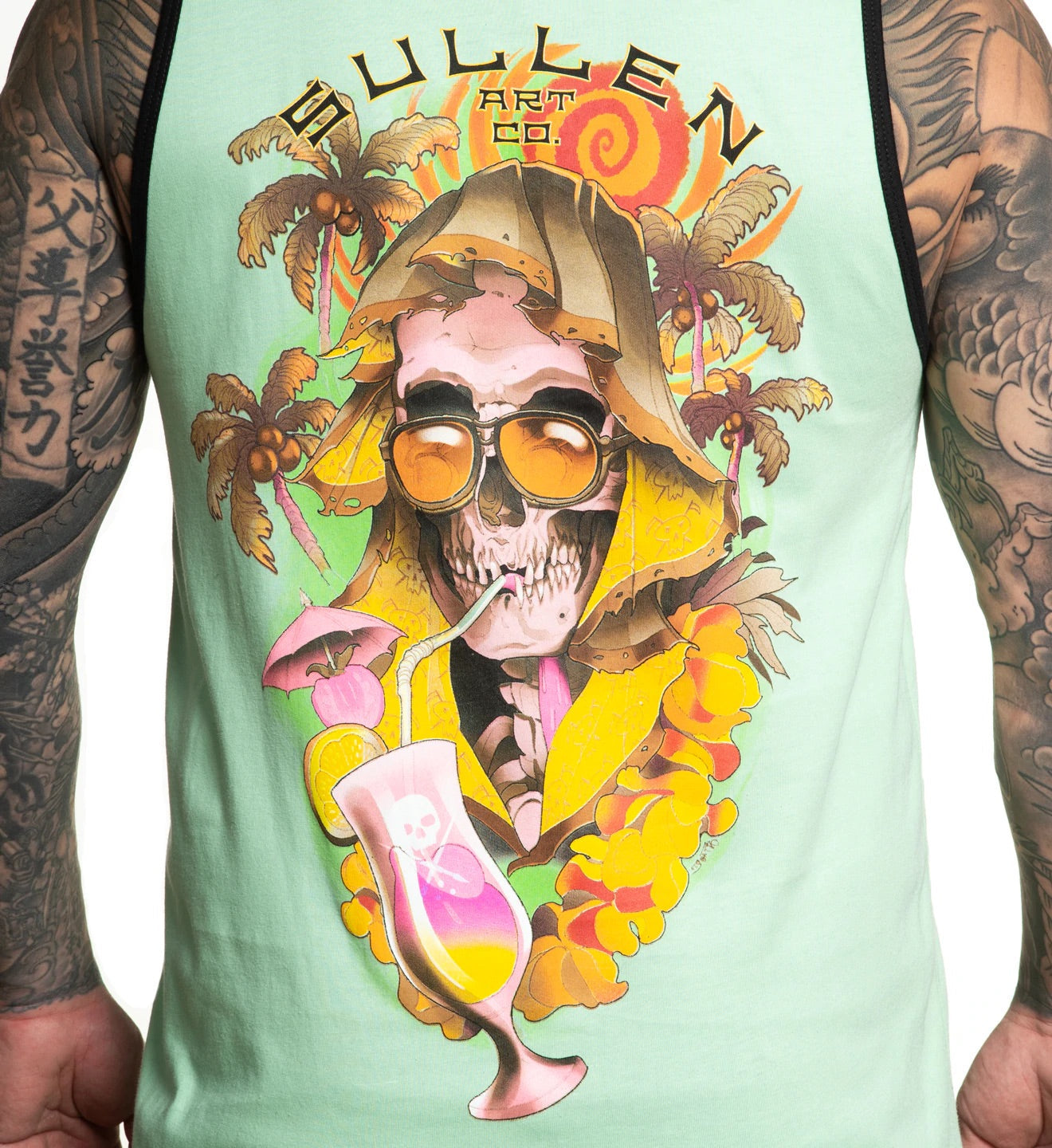 SULLEN CLOTHING SUN BUM NEPTUNE GREEN TANK VEST T-SHIRT (M)