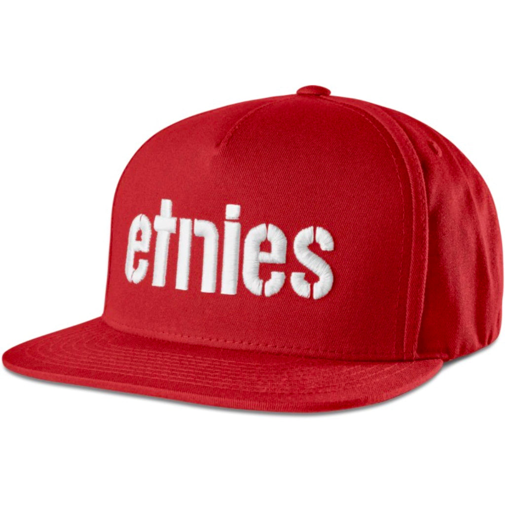ETNIES CORP RED & WHITE SNAPBACK CAP