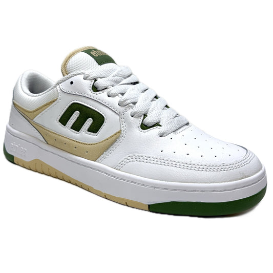 ETNIES LOOT WHITE & GREEN LEATHER TRAINERS