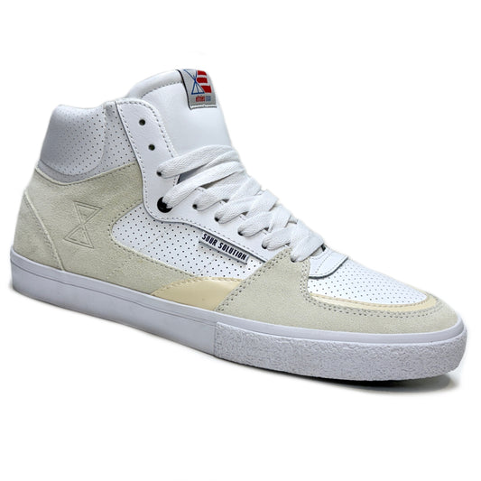 ETNIES SCREW VULC MID X SOUR WHITE TRAINERS