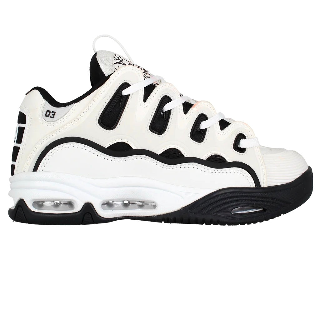 OSIRIS SHOES D3 2001 WHITE BLACK CRACK TRAINERS (UK 8)