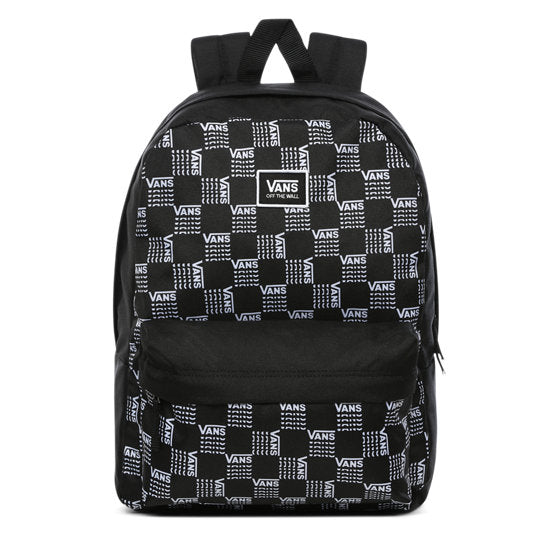 VANS REALM WORD CHECKERBOARD BLACK BACKPACK