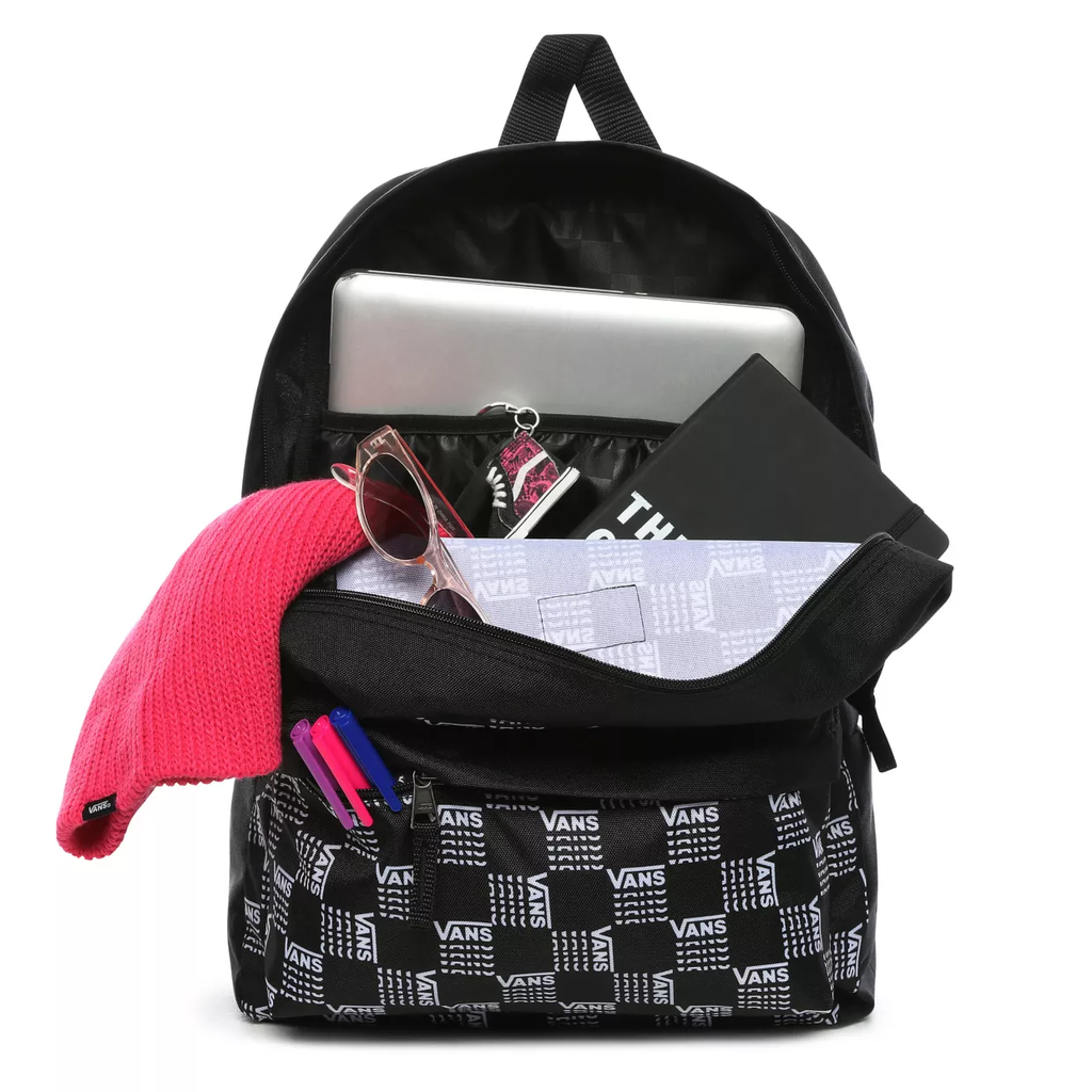 VANS REALM WORD CHECKERBOARD BLACK BACKPACK