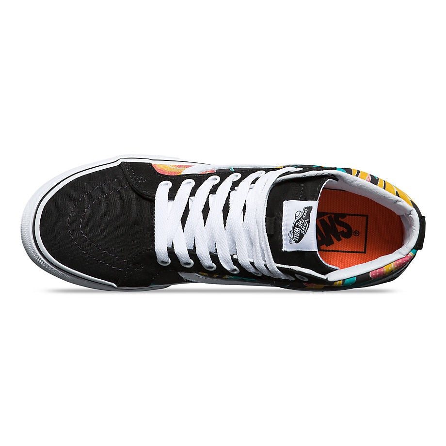 VANS SK8-HI SLIM TROPICAL LEAVES BLACK & WHITE LADIES TRAINERS
