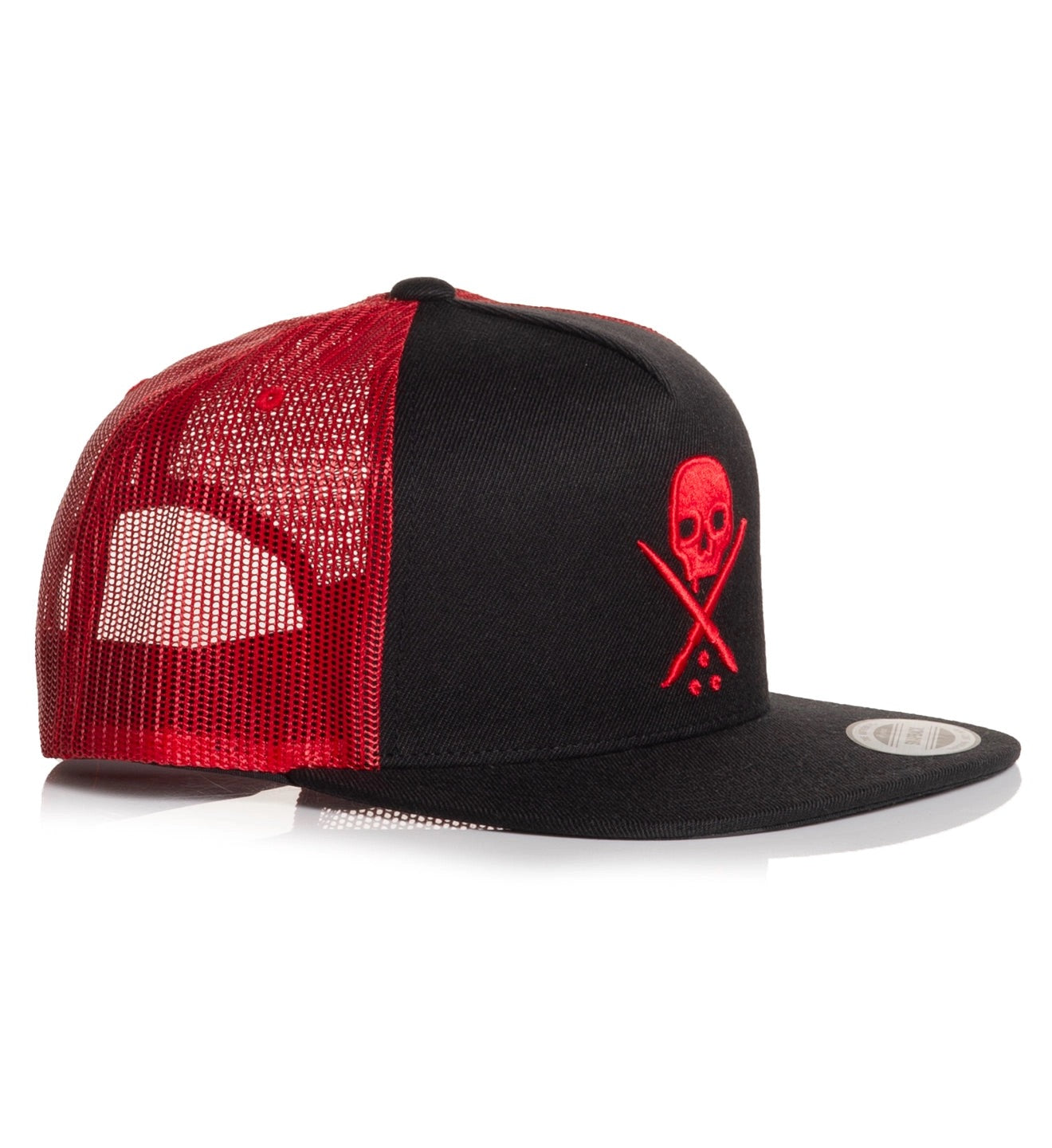 SULLEN CLOTHING BADGE MESH BLACK & RED TRUCKER HAT SNAPBACK CAP