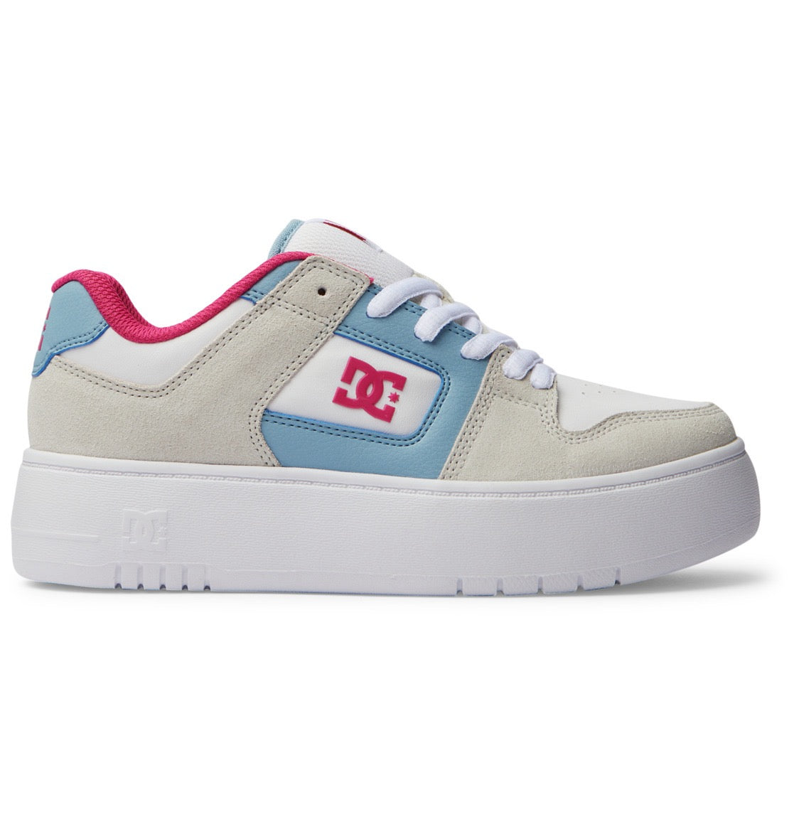 DC SHOES MANTECA 4 PLATFORM WHITE BLUE PINK LADIES TRAINERS (UK 4)