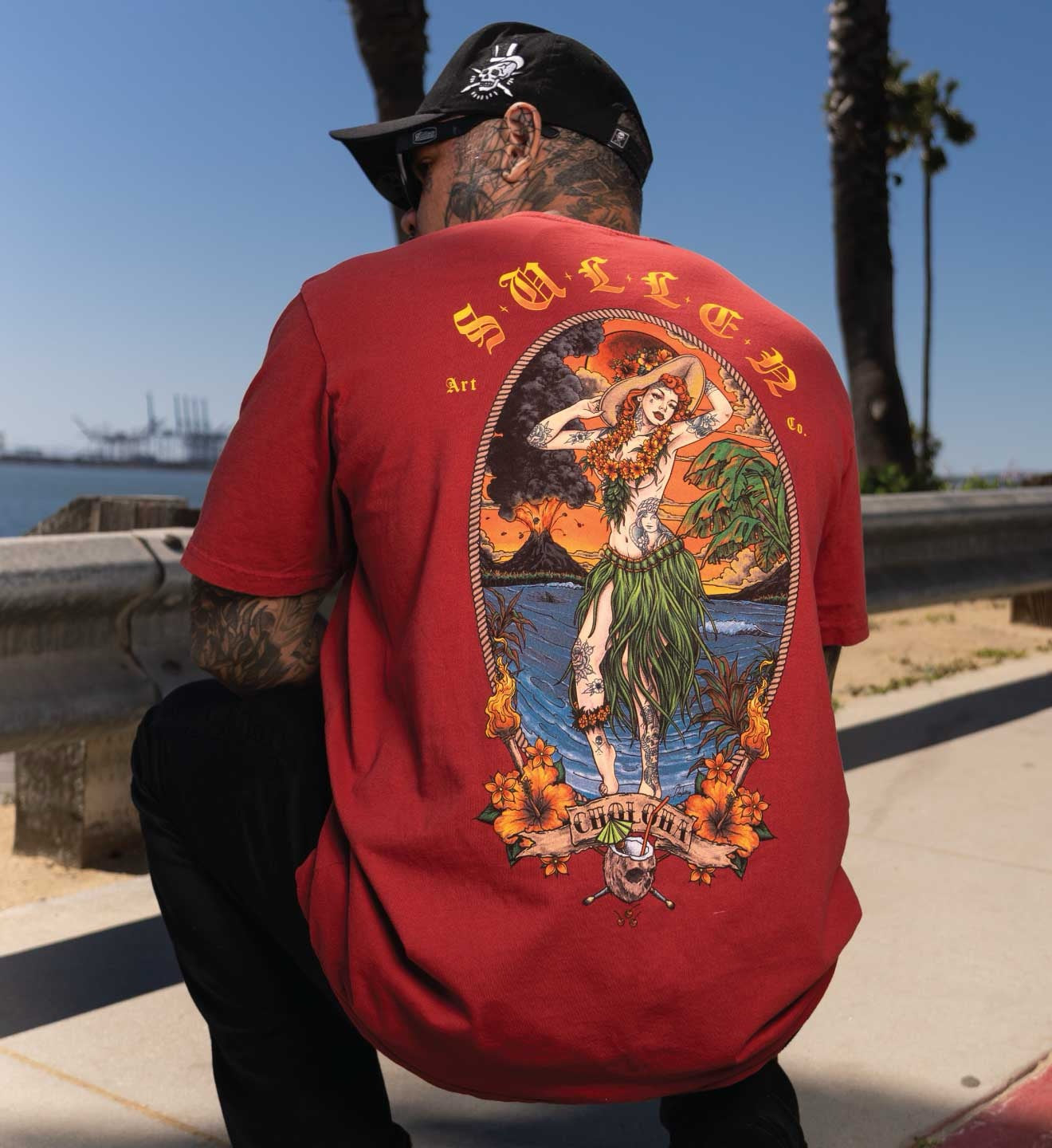 SULLEN CLOTHING IRRUPTION POM RED PREMIUM T-SHIRT