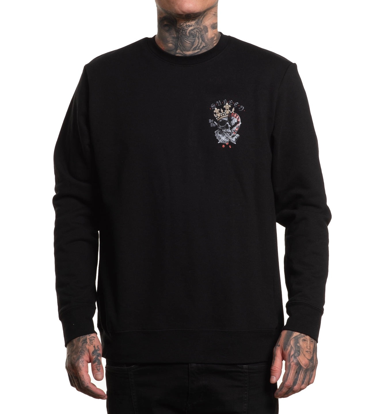 SULLEN CLOTHING MAKE YOUR LUCK BADGE CREW LYTE SWEATSHIRT