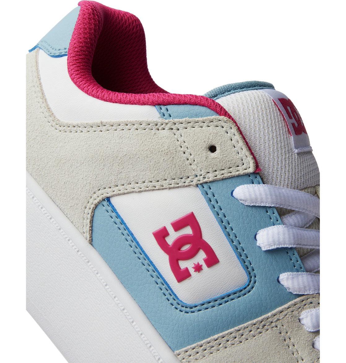 DC SHOES MANTECA 4 PLATFORM WHITE BLUE PINK LADIES TRAINERS (UK 4)
