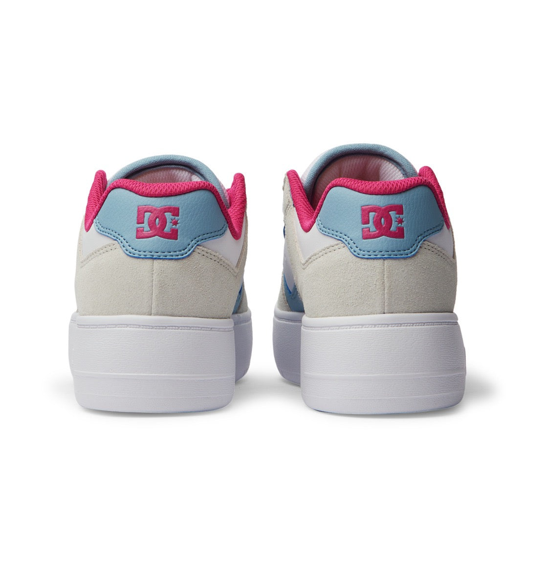 DC SHOES MANTECA 4 PLATFORM WHITE BLUE PINK LADIES TRAINERS (UK 4)