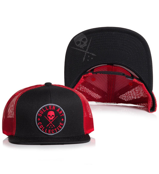SULLEN CLOTHING ALWAYS BLACK & RED MESH TRUCKER HAT SNAPBACK CAP