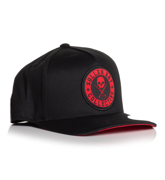 SULLEN CLOTHING BOH LOGO BLACK & RED CURVED SNAPBACK CAP HAT