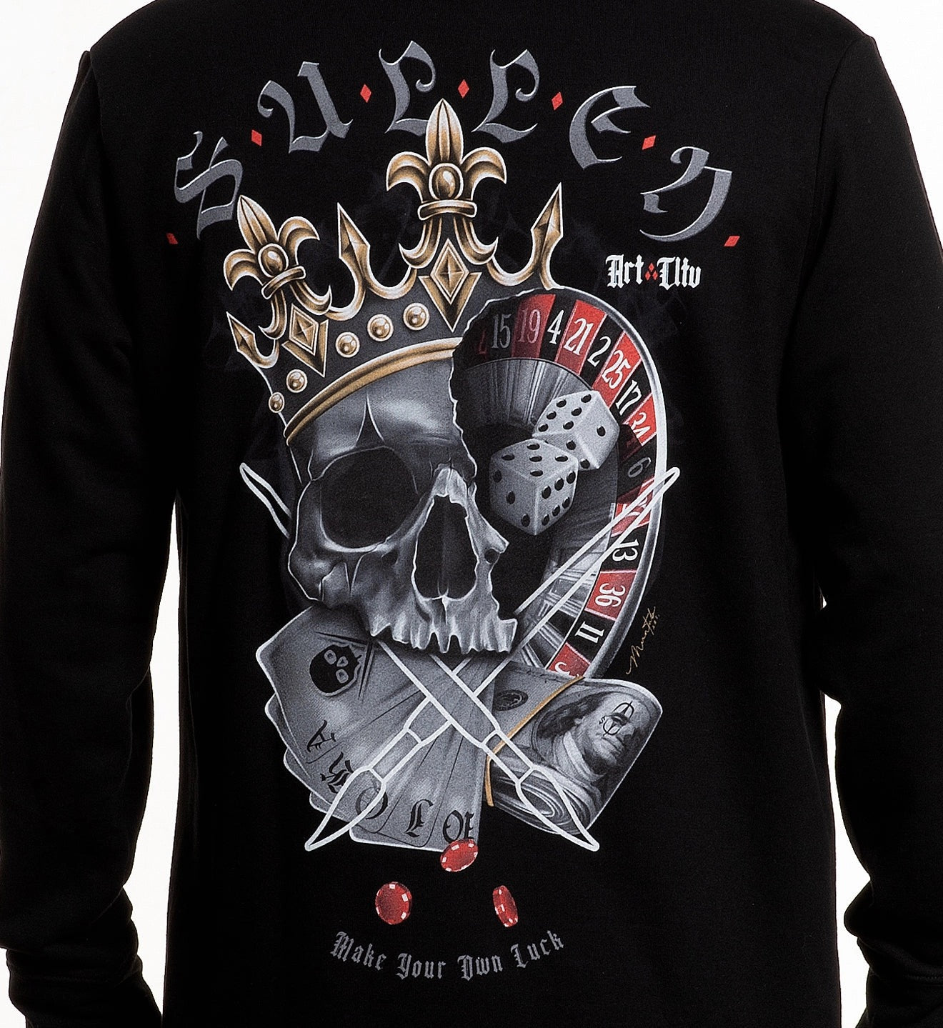SULLEN CLOTHING MAKE YOUR LUCK BADGE CREW LYTE SWEATSHIRT