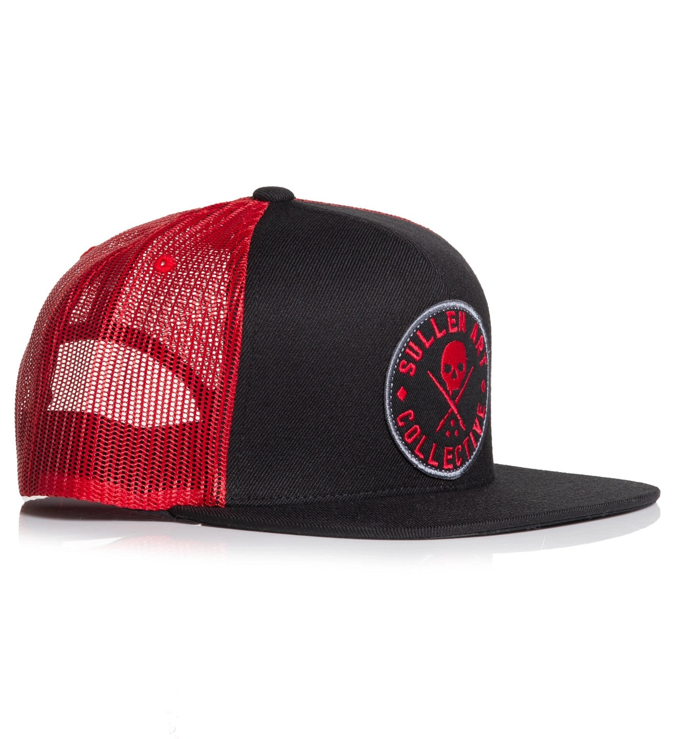 SULLEN CLOTHING ALWAYS BLACK & RED MESH TRUCKER HAT SNAPBACK CAP
