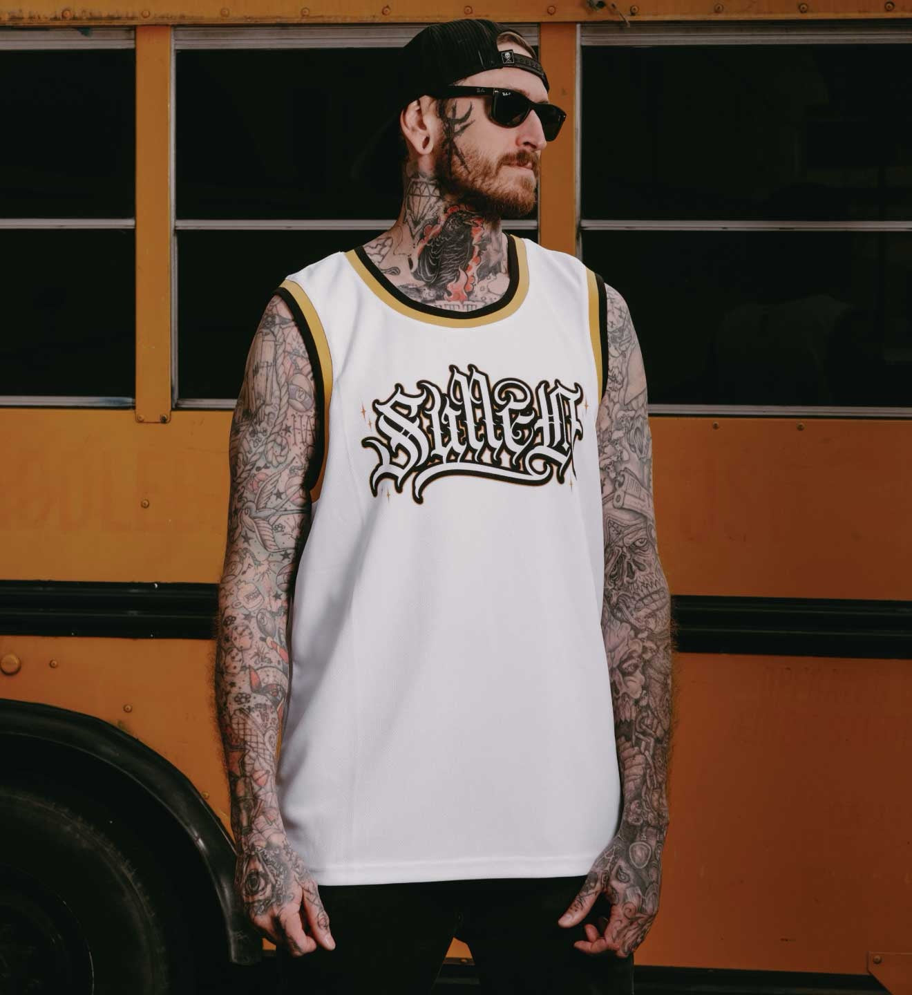 SULLEN CLOTHING SHIMMER WHITE JERSEY TANK