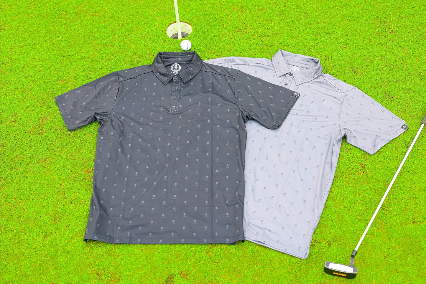 SULLEN CLOTHING GOLF BADGE GREY POLO SHIRT