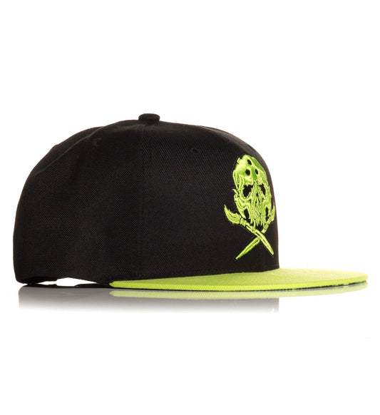 SULLEN CLOTHING GRIME SKULLS BLACK & GREEN SNAPBACK CAP HAT