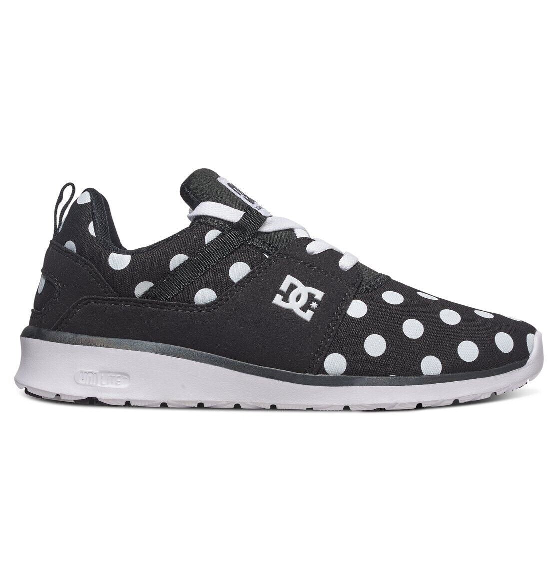 DC SHOES HEATHROW SE BLACK WHITE POLKA DOT PRINT LADIES TRAINERS (UK 4)