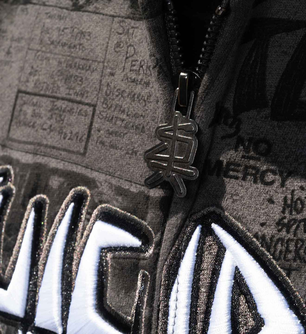 SULLEN CLOTHING X SUICIDAL TENDENCIES POSTED GREY ZIP UP HOODIE
