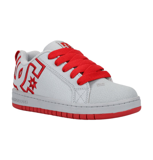 DC SHOES COURT GRAFFIK GREY RED YOUTH TRAINERS