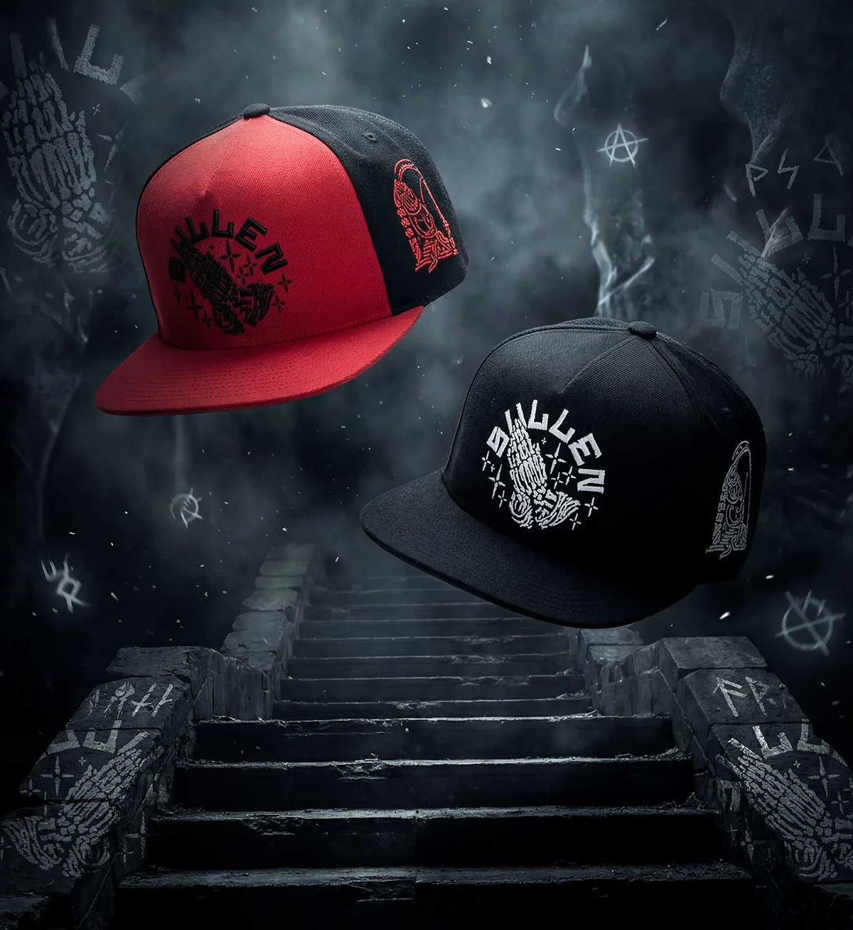 SULLEN CLOTHING AFTERLIFE RED & BLACK SNAPBACK CAP
