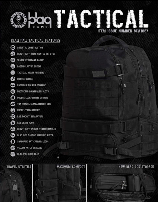 SULLEN CLOTHING BLAQ PAQ TACTICAL BLACK TATTOO SUPPLIES BACKPACK BAG