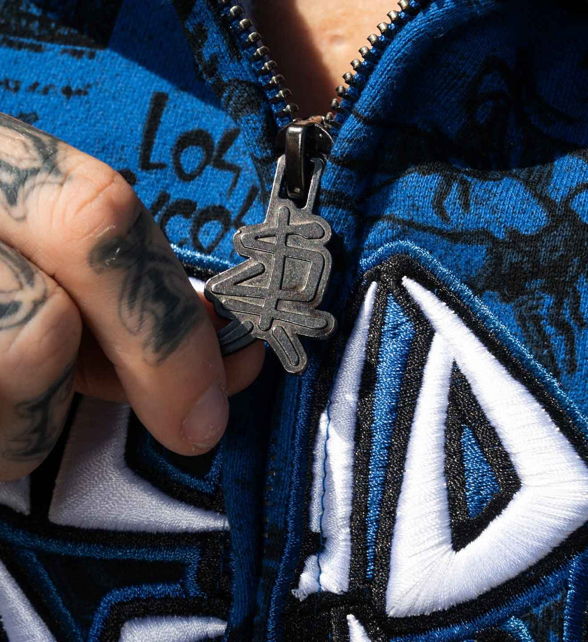 SULLEN CLOTHING X SUICIDAL TENDENCIES POSTED BLUE ZIP UP HOODIE
