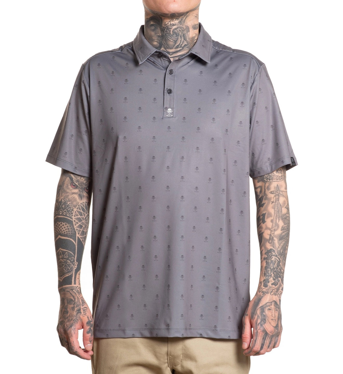 SULLEN CLOTHING GOLF BADGE GREY POLO SHIRT
