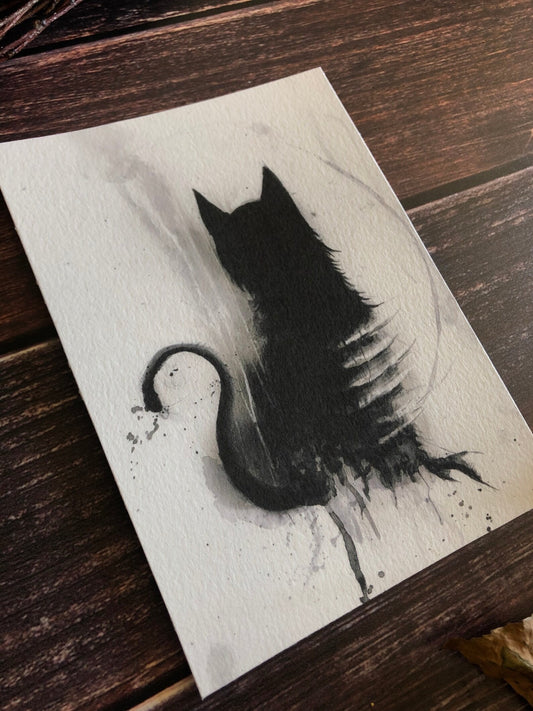 Bad Luck - Black Cat- 5X7" Fine Art Print -ANDY SCIAZKO ART