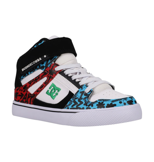 DC SHOES PURE HI TOP SE EV BLUE RED WHITE YOUTH TRAINERS