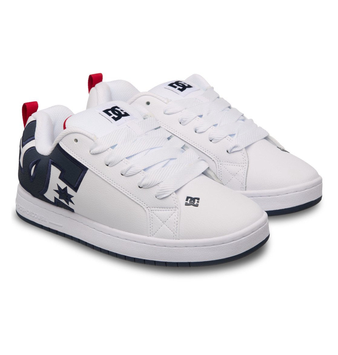 DC SHOES COURT GRAFFIK WHITE NAVY RED LEATHER TRAINERS