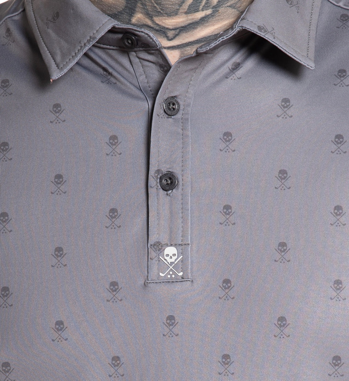 SULLEN CLOTHING GOLF BADGE GREY POLO SHIRT