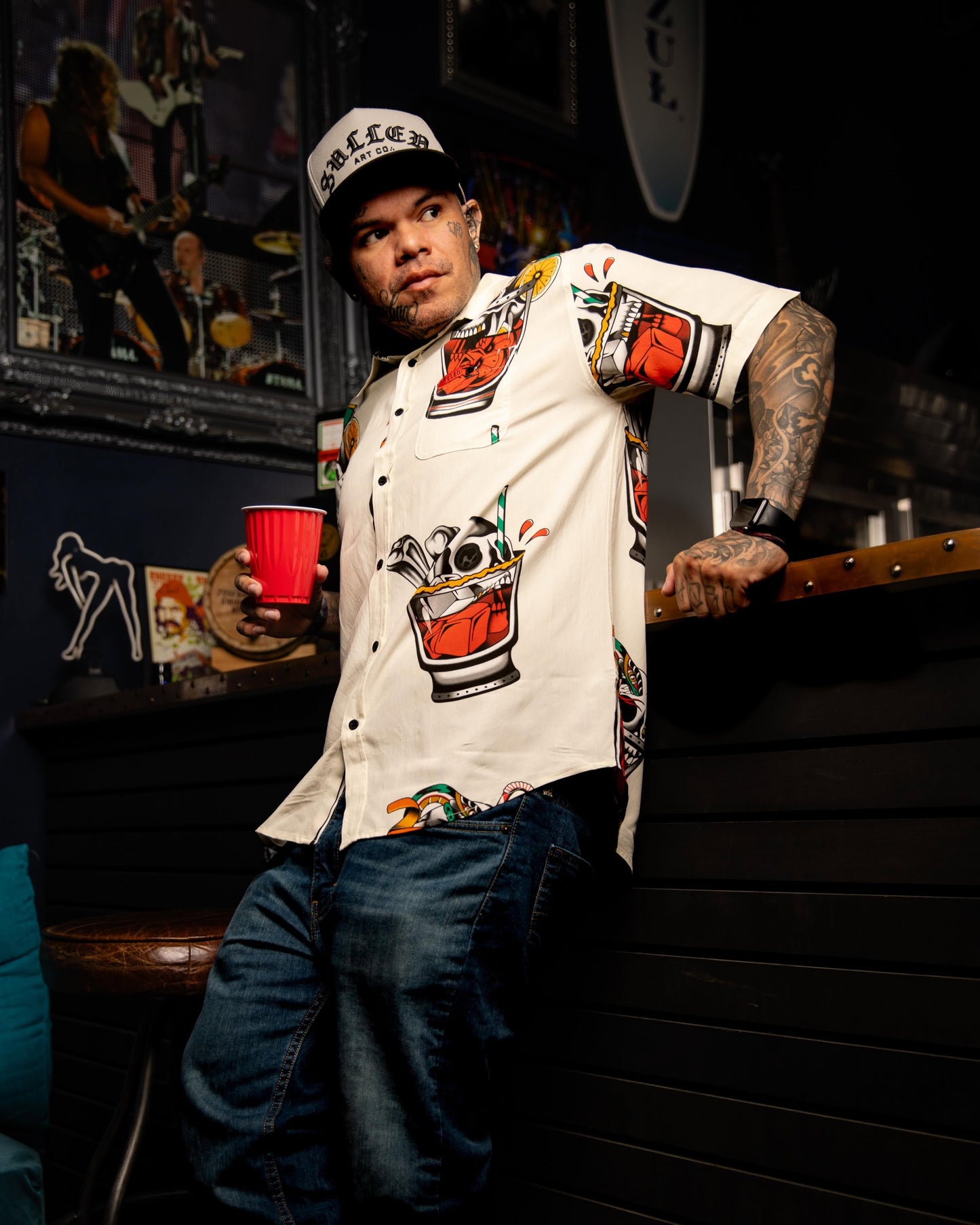 SULLEN CLOTHING ON THE ROCK ANTIQUE WHITE BUTTON UP WOVEN SHIRT