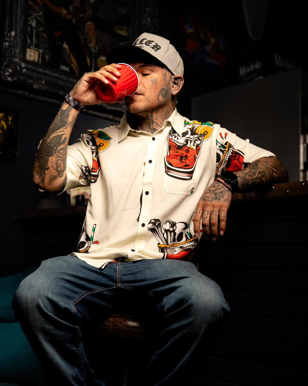 SULLEN CLOTHING ON THE ROCK ANTIQUE WHITE BUTTON UP WOVEN SHIRT