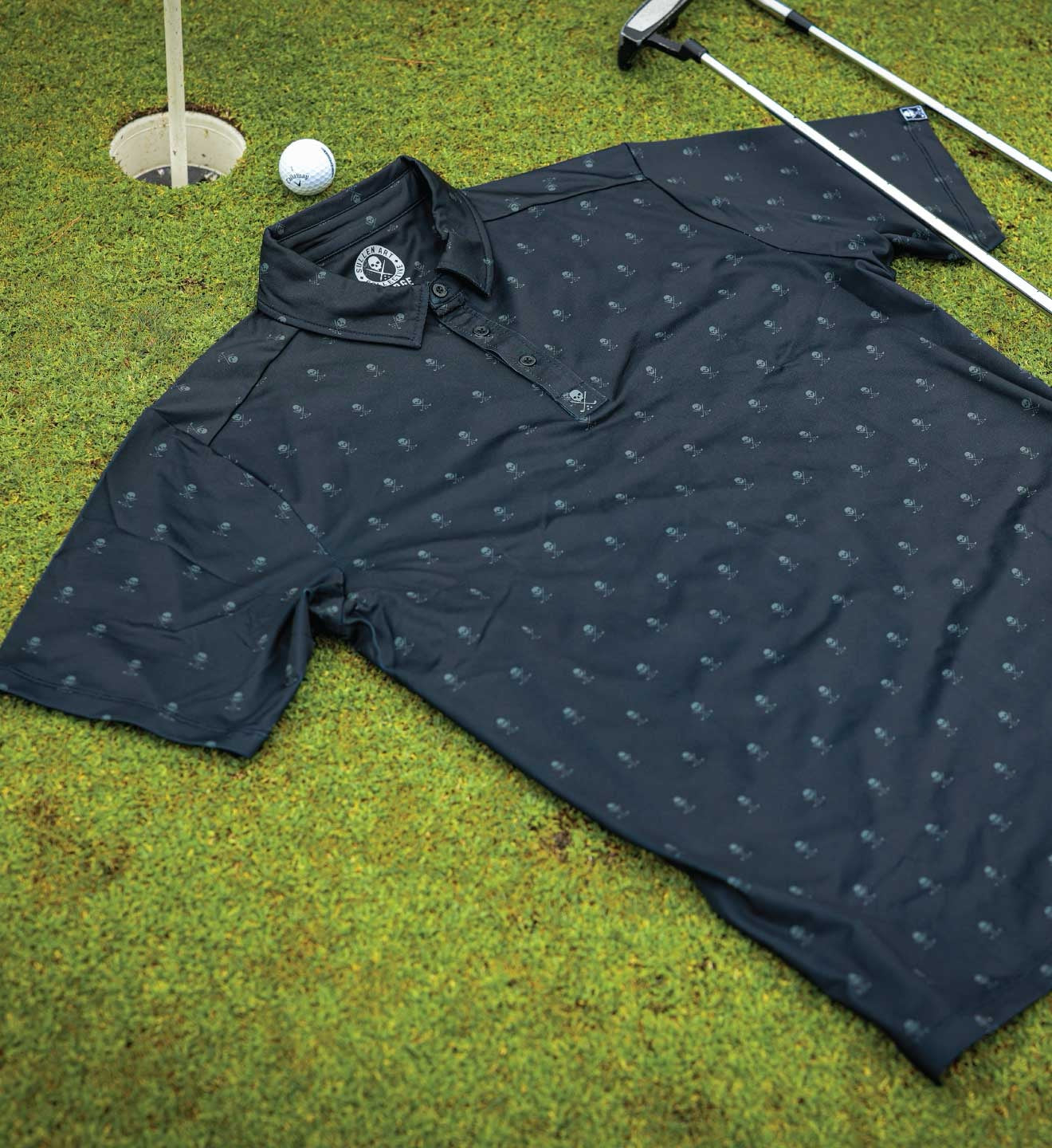 SULLEN CLOTHING GOLF BADGE BLACK POLO SHIRT