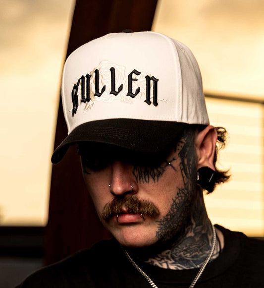 SULLEN CLOTHING PLEASURES OFF WHITE & BLACK SNAPBACK CAP