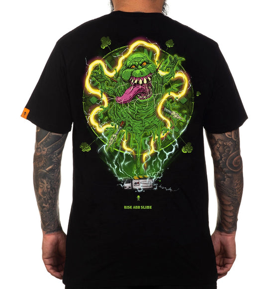 SULLEN CLOTHING GHOSTBUSTERS SLIMER BADGE JET BLACK PREMIUM T-SHIRT
