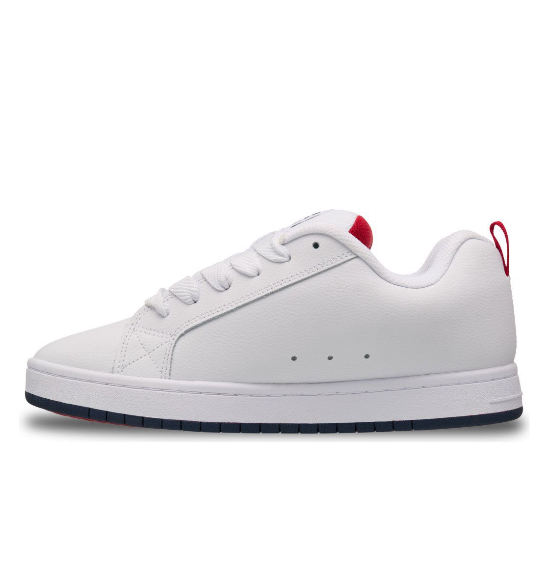 DC SHOES COURT GRAFFIK WHITE NAVY RED LEATHER TRAINERS