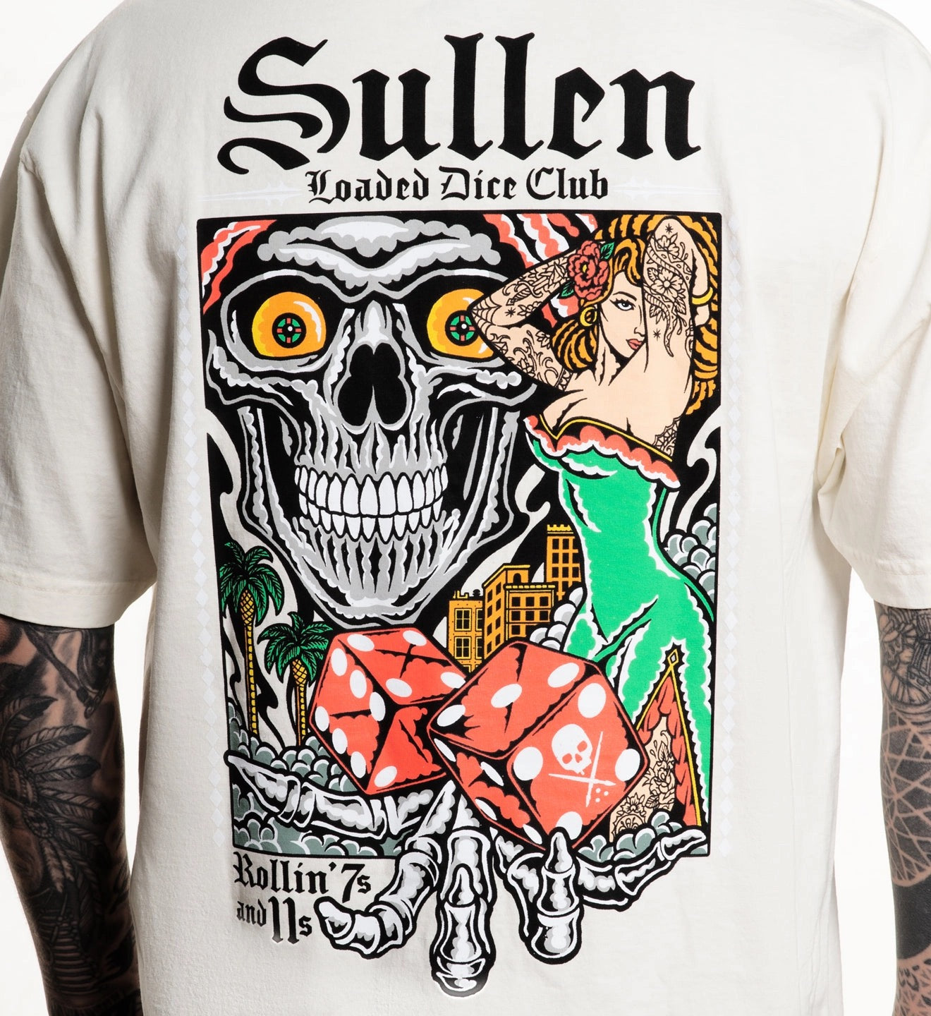 SULLEN CLOTHING LOADED DICE "1 TON" WHITE PREMIUM HEAVYWEIGHT T-SHIRT