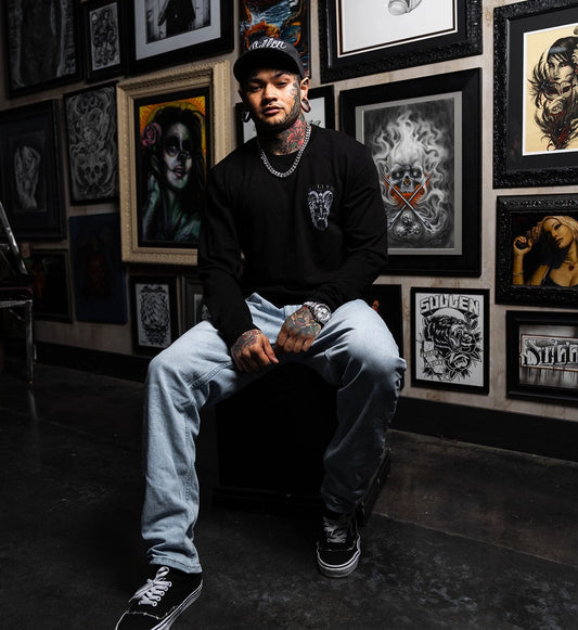 SULLEN CLOTHING WINGED JUSTICE FRENCH TERRY LONG SLEEVE TOP