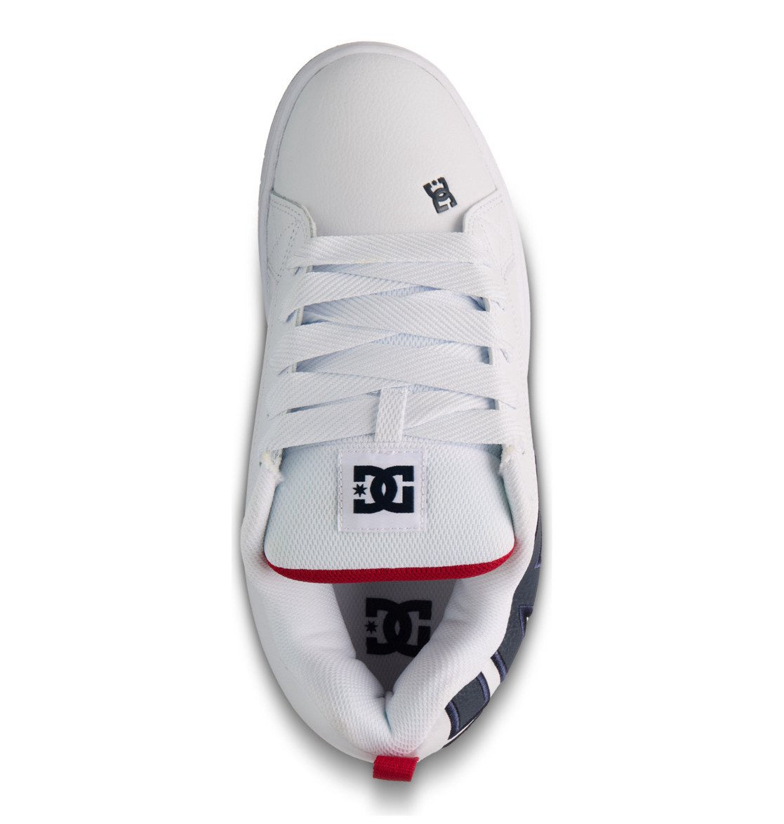 DC SHOES COURT GRAFFIK WHITE NAVY RED LEATHER TRAINERS
