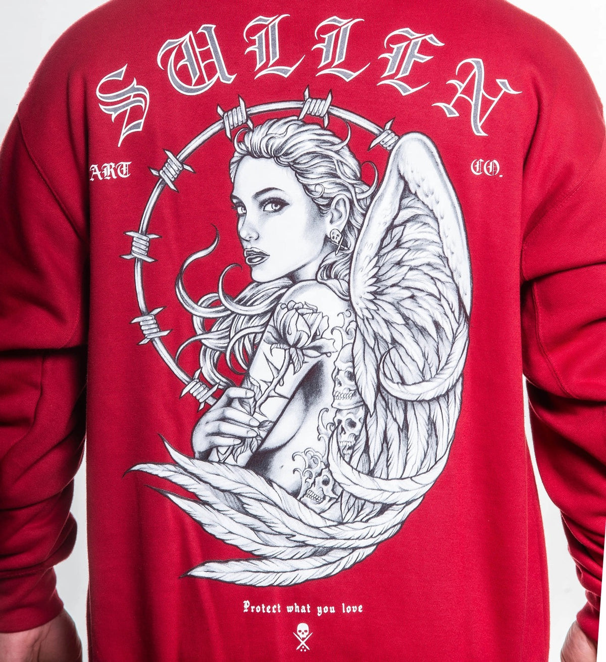 SULLEN CLOTHING BARBWIRE ANGEL CHILLI PEPPER RED PULLOVER HOODIE